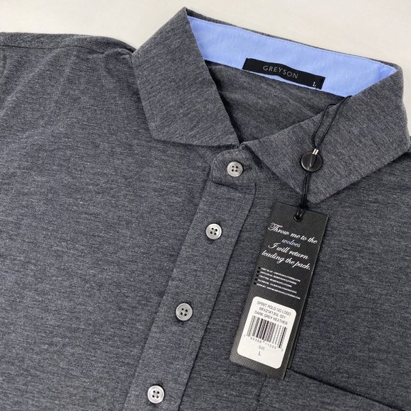 Greyson Other - Greyson Men's Large Solid Grey Wicking Stretch Short Sleeve Polo Shirt